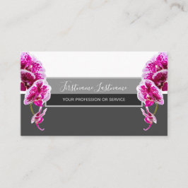 Mooie violette roze orchidee bloesems op grijs visitekaartje
