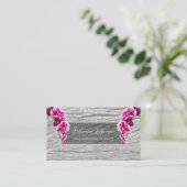 Mooie violette roze orchidee bloesems op hout visitekaartje (Staand voorkant)