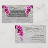 Mooie violette roze orchidee bloesems op hout visitekaartje (Voorkant / Achterkant)