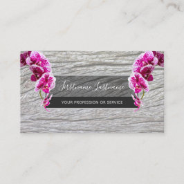 Mooie violette roze orchidee-bloesems op houtbusje visitekaartje