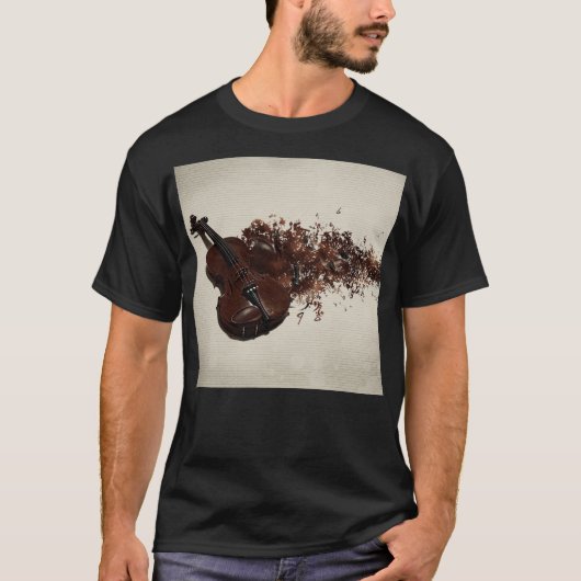 Mooie viool met muziekmotieven t-shirt (Voorkant)