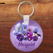 Mooie Viooltjes Bloemen Sleutelhanger (Voorkant)