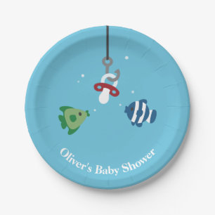 Mooie vis aas visvangst baby shower papieren borde bordje