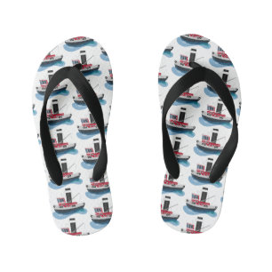 Mooie vissersboot cartoon illustratie kinder teenslippers