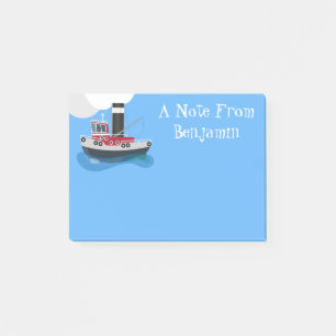 Mooie vissersboot cartoon illustratie post-it® notes