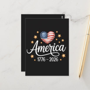 Mooie Vlag Hart 1776-2026 4 juli 250ste  Briefkaart