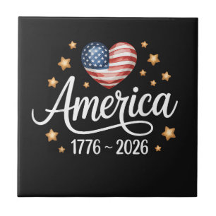 Mooie Vlag Hart 1776-2026 4 juli 250ste Tegeltje