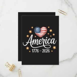 Mooie Vlag Hart 1776-2026 4 juli 250ste Uitnodiging Briefkaart