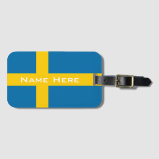 Mooie vlag van Zweden met monogram Bagagelabel