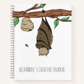 Mooie vleermuis slapende kinderen kunst schetsboek notitieboek (Voorkant)