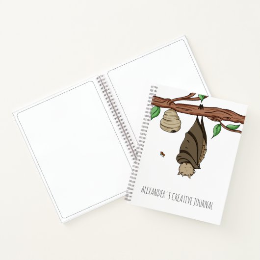 Mooie vleermuis slapende kinderen kunst schetsboek notitieboek (Binnen)