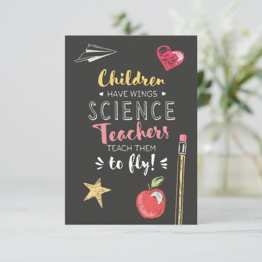 Mooie Vleugels Citaat - Wetenschapsleraren Bedankkaart (Staand voorkant)
