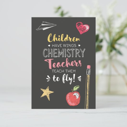 Mooie Vleugels Quote - Scheikunde Leraren Bedankkaart (Staand voorkant)