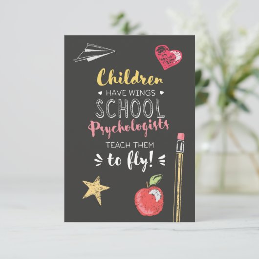 Mooie Vleugels Quote - School Psychologen Bedankkaart (Staand voorkant)