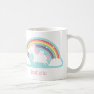 Mooie Vliegende Eenhoorn en Regenboog Meisjes Mok