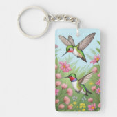 Mooie Vliegende Humminbirds Sleutelhanger (Voorkant)