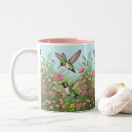 Mooie Vliegende Humminbirds Tweekleurige Koffiemok