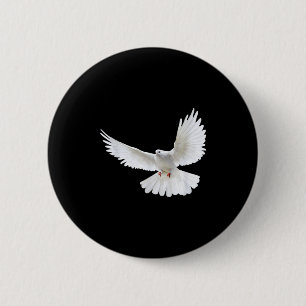 Mooie Vliegende Vreedzame Witte Duif Foto Silhouet Ronde Button 5,7 Cm
