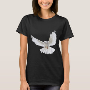 Mooie Vliegende Vreedzame Witte Duif Foto Silhouet T-shirt
