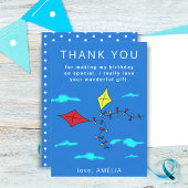 Mooie vliegers Rood Geel met naam Kinderverjaardag Bedankkaart