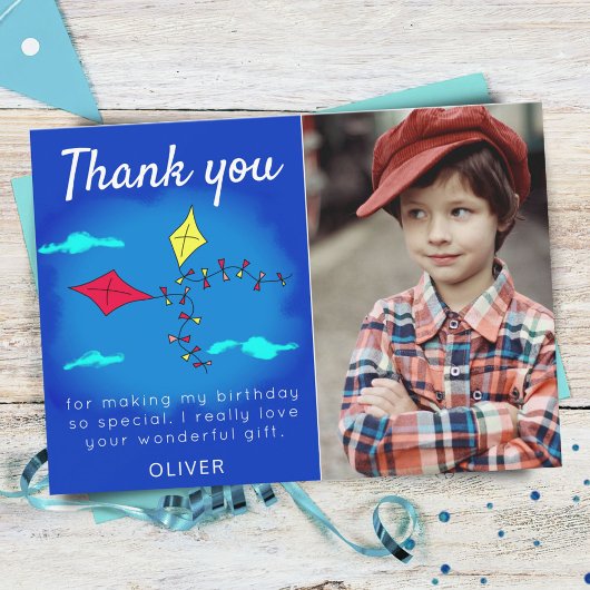 Mooie Vliegers Rood Geel Naam Kinderen Verjaardag  Bedankkaart