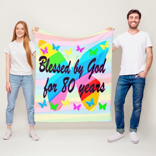 MOOIE VLINDER 80E VERJAARDAG ZEGEN DEKEN (In situ)