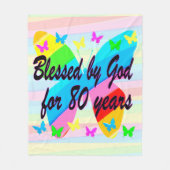 MOOIE VLINDER 80E VERJAARDAG ZEGEN DEKEN (Voorkant)