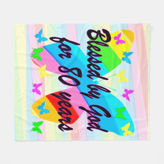 MOOIE VLINDER 80E VERJAARDAG ZEGEN DEKEN (Voorkant (Horizontaal))