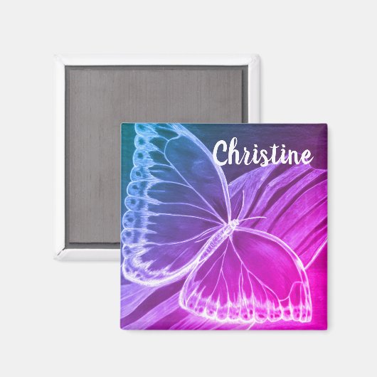 Mooie vlinder, aangepaste naam magneet (Voorkant / Achterkant)