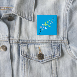 Mooie Vlinder Agender Pride Vierkante Button 5,1 Cm