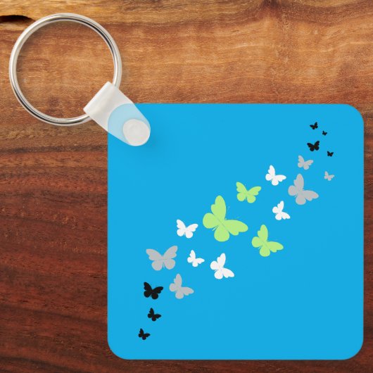 Mooie vlinder agender trots sleutelhanger (Voorkant)