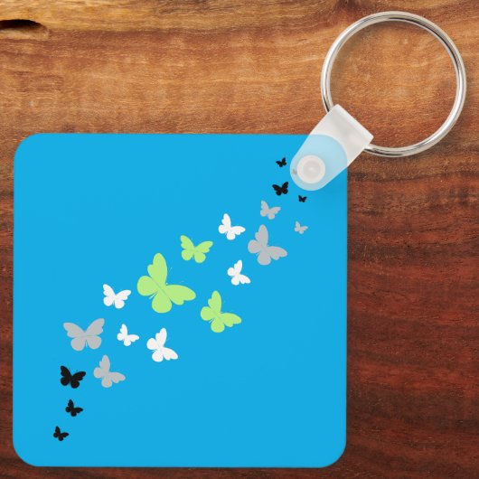 Mooie vlinder agender trots sleutelhanger (Achterkant)