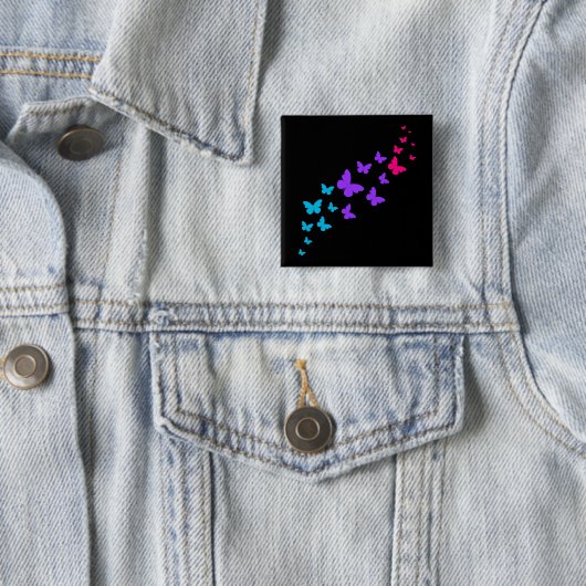 Mooie Vlinder Androgyn Pride-ontwerp Vierkante Button 5,1 Cm (In situ)