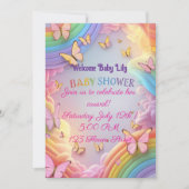 Mooie Vlinder Baby Meisje Uitnodiging (Voorkant)