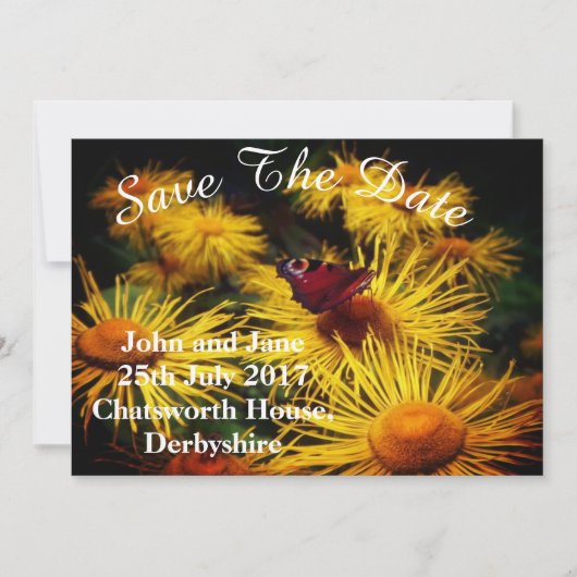 Mooie vlinder bespaart de data save the date (Voorkant)