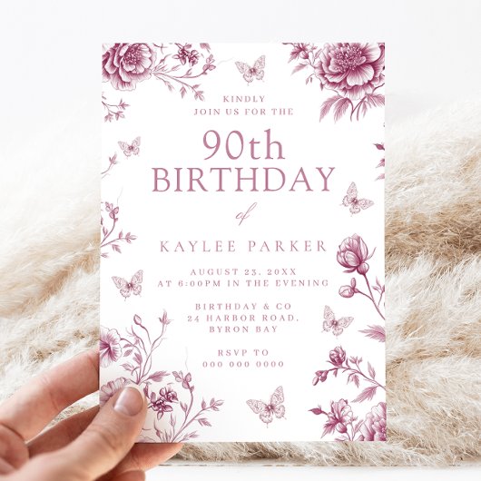 Mooie vlinder  Bloemen 90ste Verjaardag Kaart