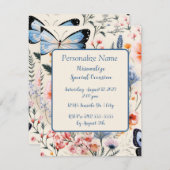 Mooie vlinder bloementuin bloemenontwerp kaart (Voorkant / Achterkant)