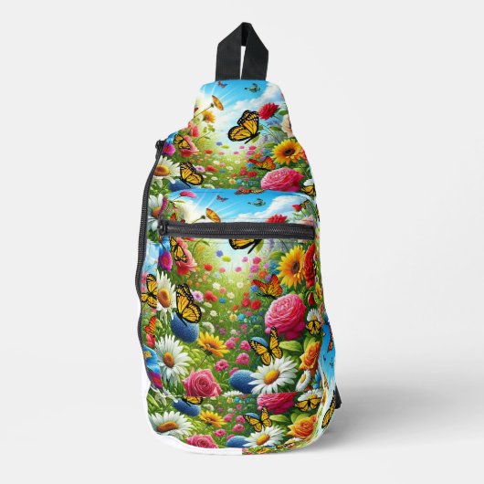 Mooie vlinder bloementuin fladderende bloei sling bag (Voorkant)
