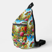 Mooie vlinder bloementuin fladderende bloei sling bag (Rechterhoek)