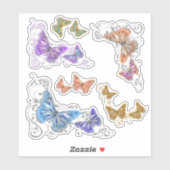 Mooie vlinder bloemenwerveling insecten sticker (Vel)