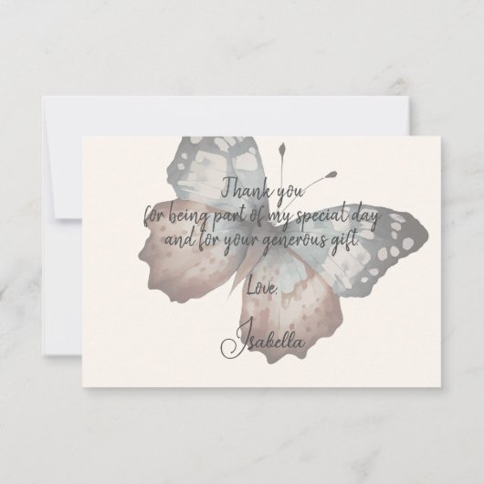 Mooie Vlinder Bruidsfeest Dank Je Kaart (Achterkant)