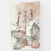 Mooie Vlinder Bruiloft Feestelijke Ontvangst Spandoek (Verticaal)