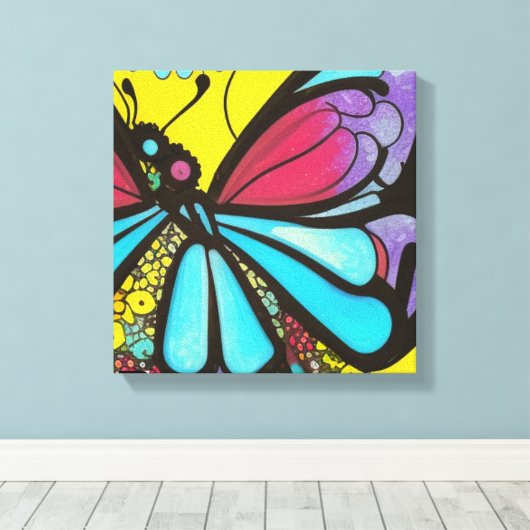 Mooie vlinder canvas afdruk (Insitu (Houten vloer))