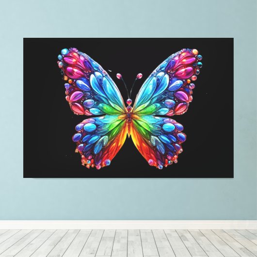 Mooie vlinder canvas afdruk (Insitu (Houten vloer))