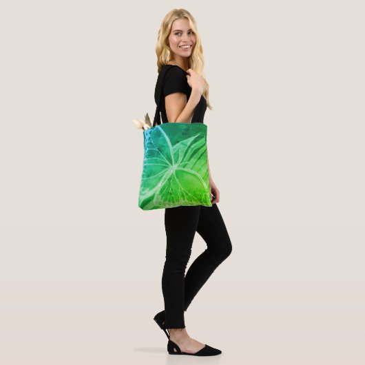 Mooie vlinder Canvas tas groen blauw (Op model)