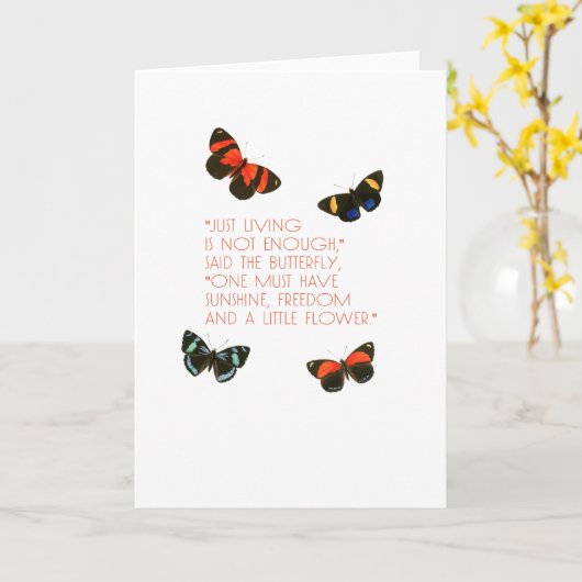 Mooie vlinder citaat kaart (Gele Bloem)