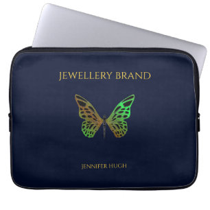 Mooie vlinder donkerblauw laptop sleeve