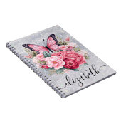 Mooie vlinder en bloemen aangepaste naam notitieboek (Rechterzijde)