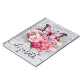 Mooie vlinder en bloemen aangepaste naam notitieboek (Linkerzijde)