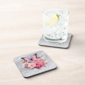 Mooie vlinder en bloemen bier onderzetter (Rechterzijde)